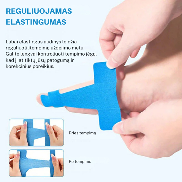 Kineziterapinė juosta hallux valgus korekcijai ir gydymui