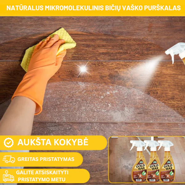 Natūralaus bičių vaško purškalas medienos priežiūrai