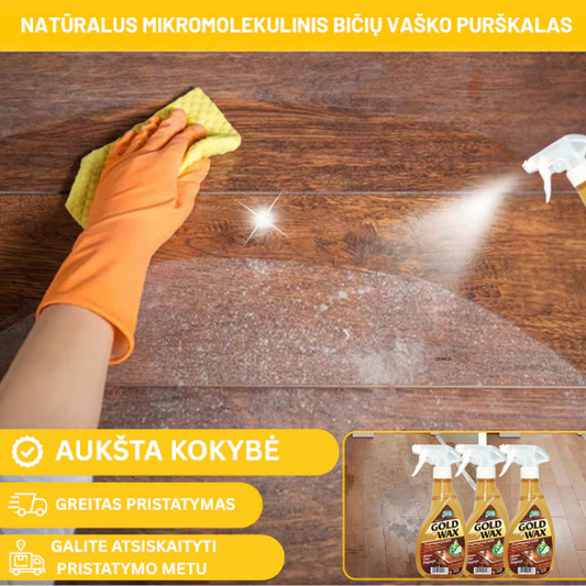 Natūralaus bičių vaško purškalas medienos priežiūrai