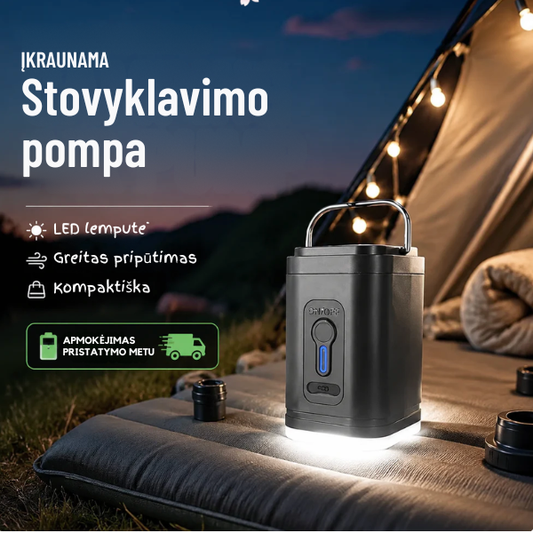 Belaidė elektrinė pompa su LED žibintuvėliu