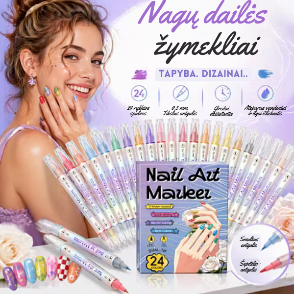 Nagų dailės markerių rinkinys