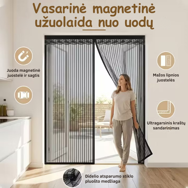 Magnetinė durų užuolaida nuo uodų