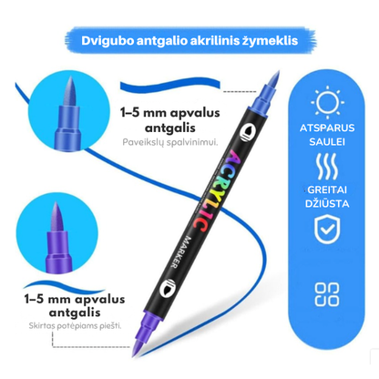 Akrilinių markerių rinkinys 24 vnt. / 48 spalvos
