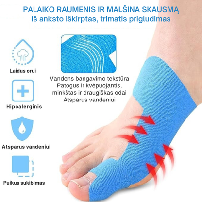 Kineziterapinė juosta hallux valgus korekcijai ir gydymui