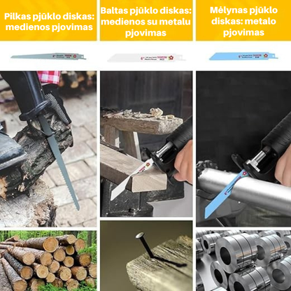 Universalus slankiojančio pjūklo geležčių rinkinys
