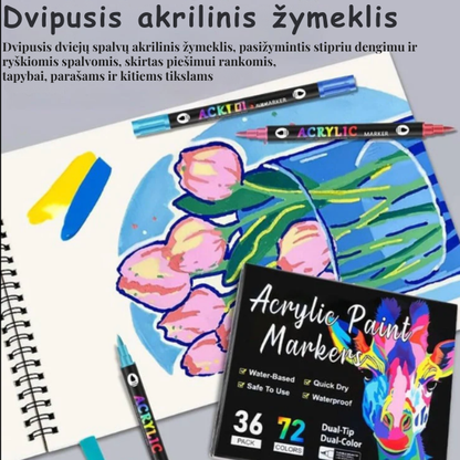 Akrilinių markerių rinkinys 24 vnt. / 48 spalvos