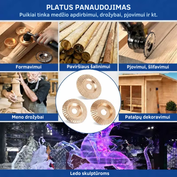 Medžio drožybos ir šlifavimo diskų rinkinys