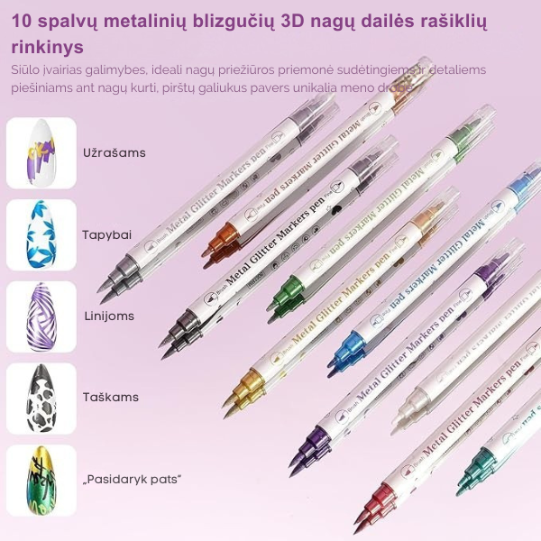 Nagų dailės markerių rinkinys
