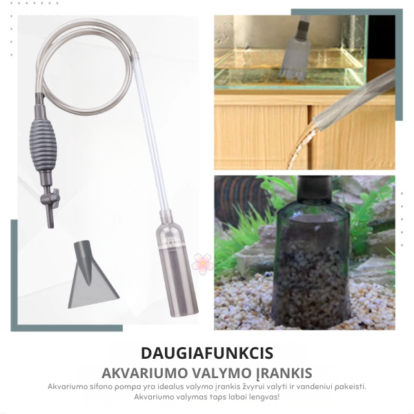 Akvariumo žvyro valiklis su rankine pompa